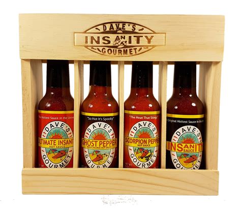 Dave's gourmet - Temporary Insanity Sauce. $9.99. Size. Single Bottle. Add to cart. Dave's Gourmet Temporary Insanity Sauce has all the flavor of Dave’s Original Insanity with less heat. Finally, there’s sauce for when you only want to get a little crazy in the kitchen. Add to stews, burgers, burritos, and pizza, or any food that needs an insane boost. 